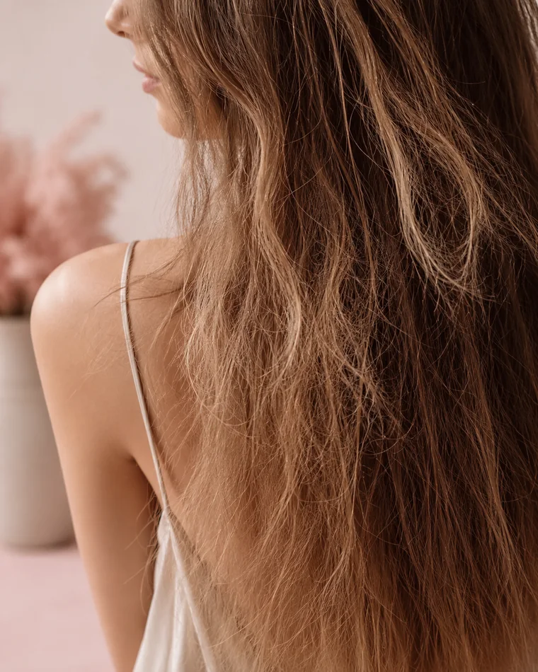 Foto profesional de cabello seco, con textura áspera y necesidad de nutrición