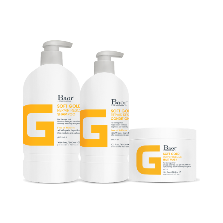 Kit Sin Sal Para Cabello Decolorado Y Dañado G Soft Gold Baor Profesional