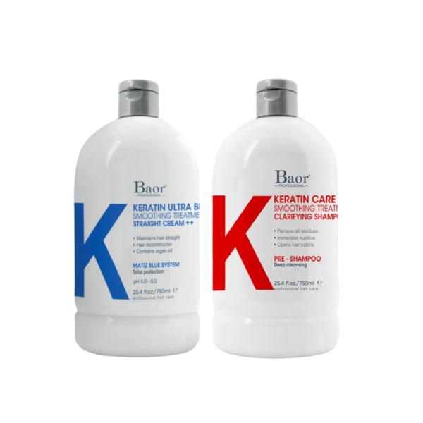 Pack Keratin Ultra Blue Alisado Brasilero Decoloración 750Ml Baor Profesional