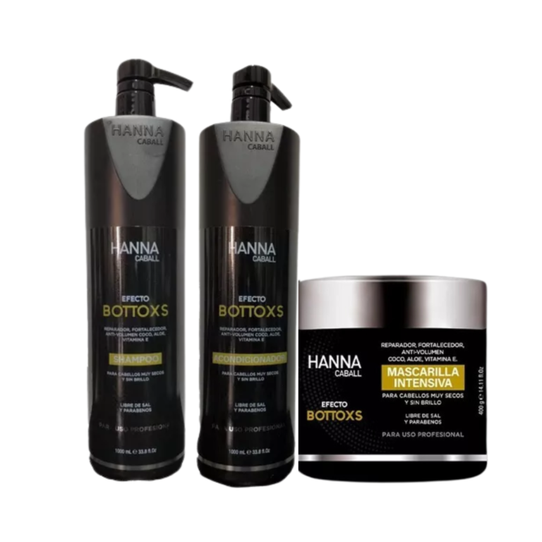 Kit Efecto Btx Shampoo 1lt + Acondicionador 1lt + Mask 400ml Hanna Caball