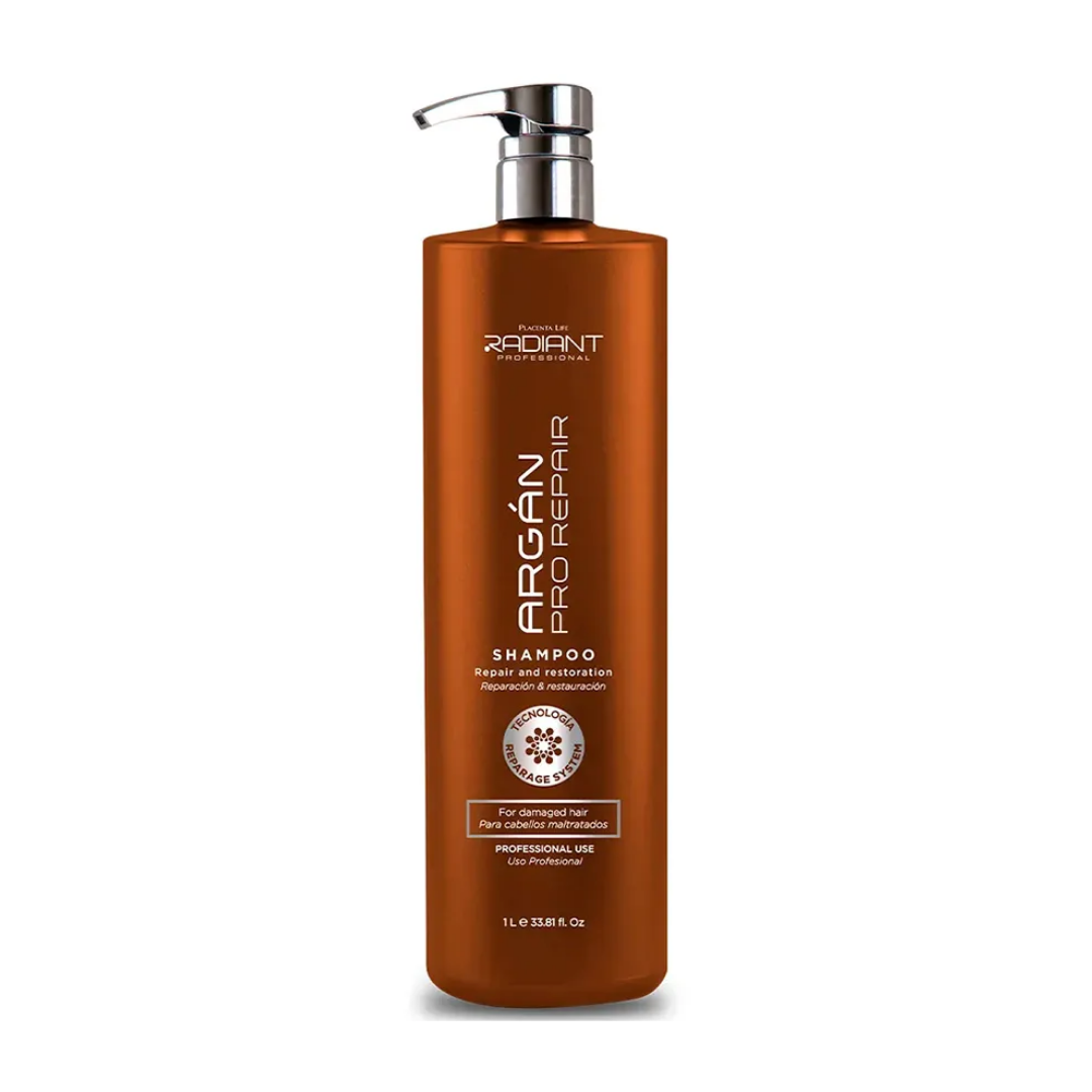 Envase de Shampoo Radiant Argan Pro Repair 1 L para Cabello Seco y Dañado