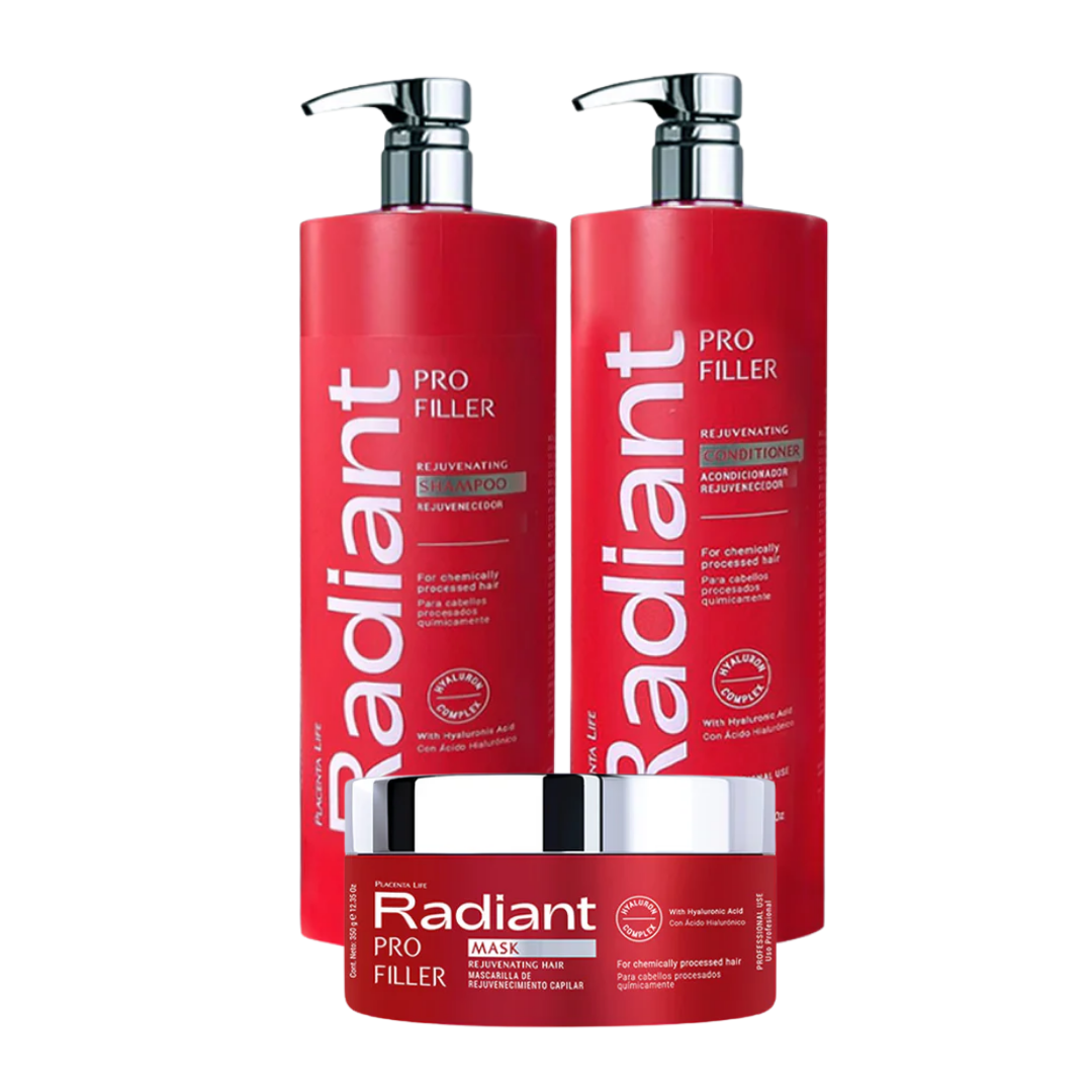 Tripack Radiant Pro Filler Shampoo 1 L + Acondicionador 1 L + Mascarilla 350 g