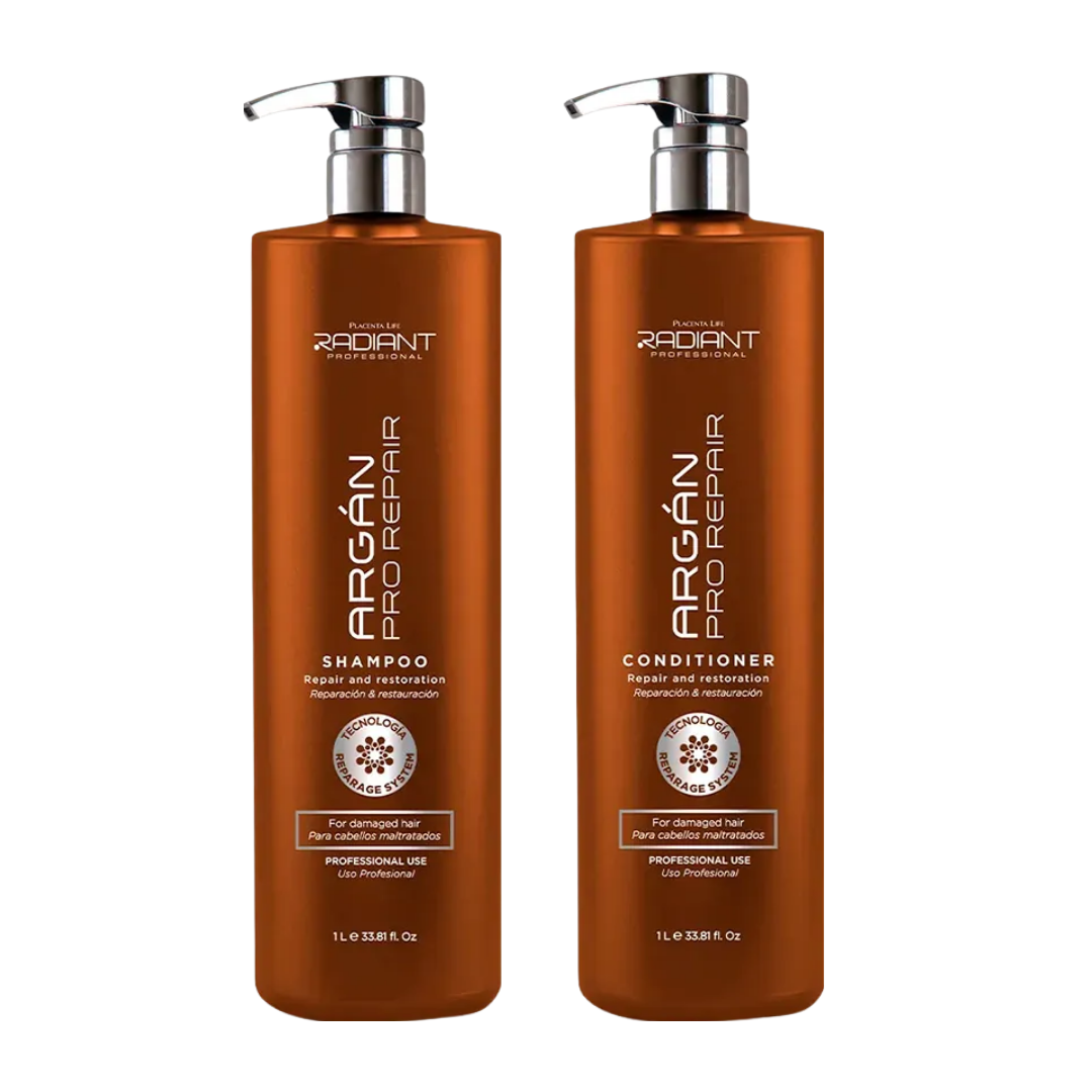 Pack de Dúo Radiant Argan Pro Repair Shampoo 1 L + Acondicionador 1 L Cabello Seco